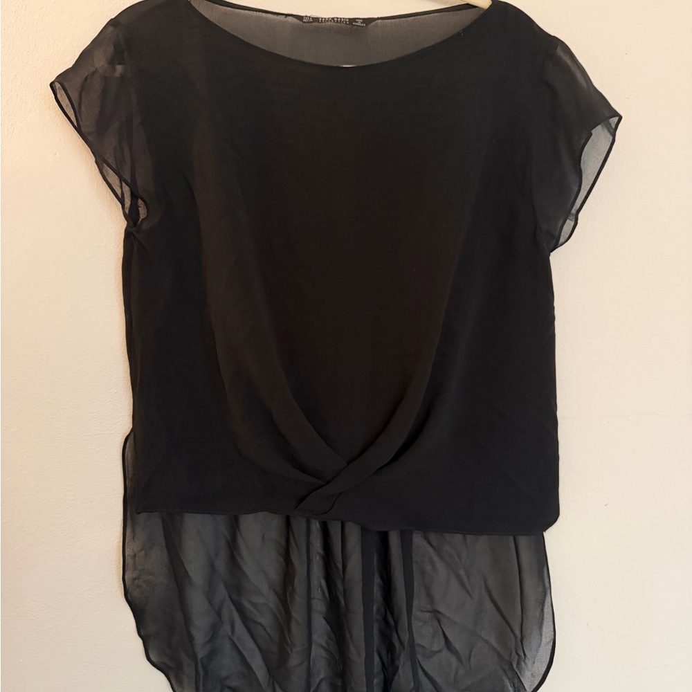 Zara Black Sheer Blouse